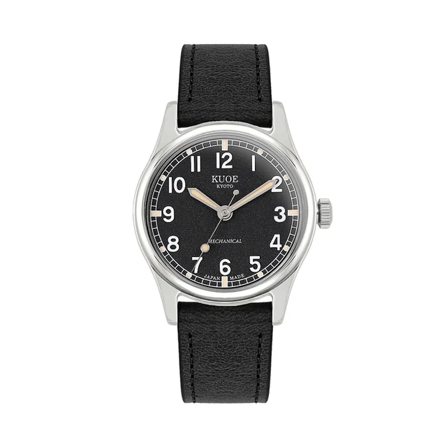 Kuoe Kyoto OLD SMITH 35mm - Black on Black Leather Strap os90002-nd-bk-it-bk kol saati