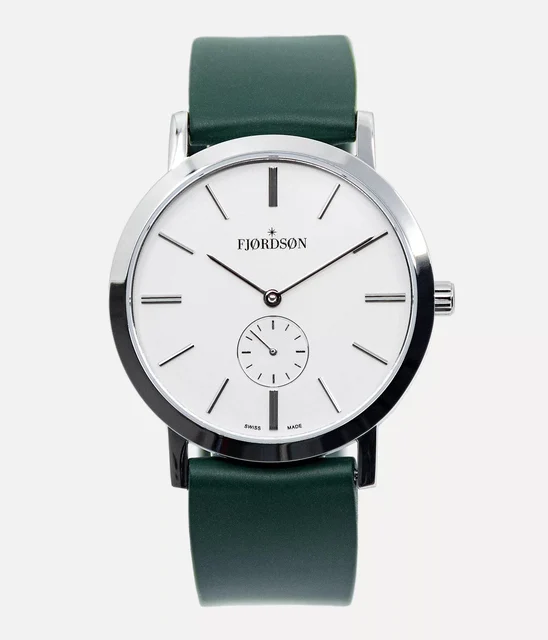 Fjordson #SLIM | White Dial With Green Rubber Strap - Watch #SLIM | White Dial With Green 