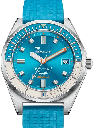 Squale Matic S Light Blue Rubber MATICLBWLB.MRLB/SQ 37.8 mm kol saati
