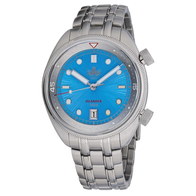 Phoibos ISLANDER Limited Edition Eagle Ray Dive Watch with Sunburst Aqua Dial #PY039-LIW11