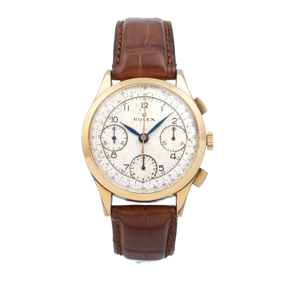 Rolex ROLEX REF. 3335 STEEL DARK PINK Fine and rare chronograph, manual winding, square buttons. kol saati