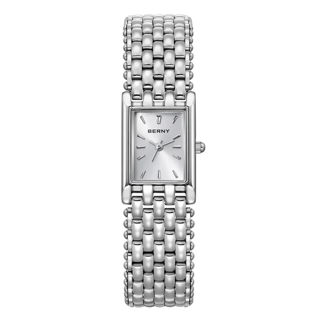 BERNY Women Quartz Square Silver Watch-2066L 2066L-B kol saati