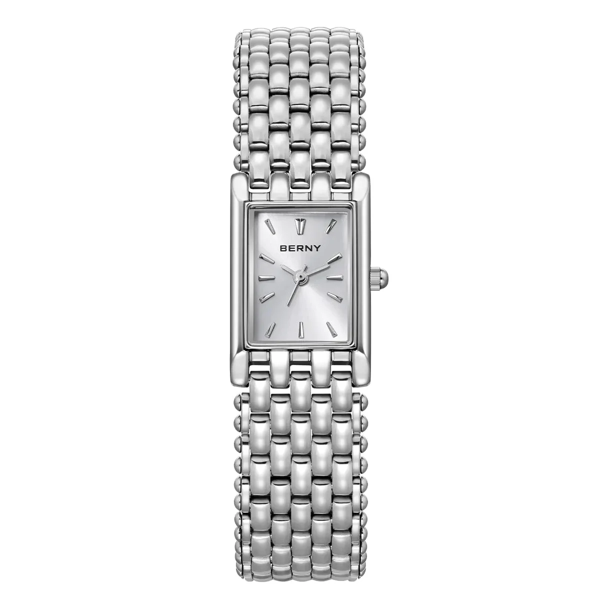 BERNY Women Quartz Square Silver Watch-2066L 2066L-B kol saati