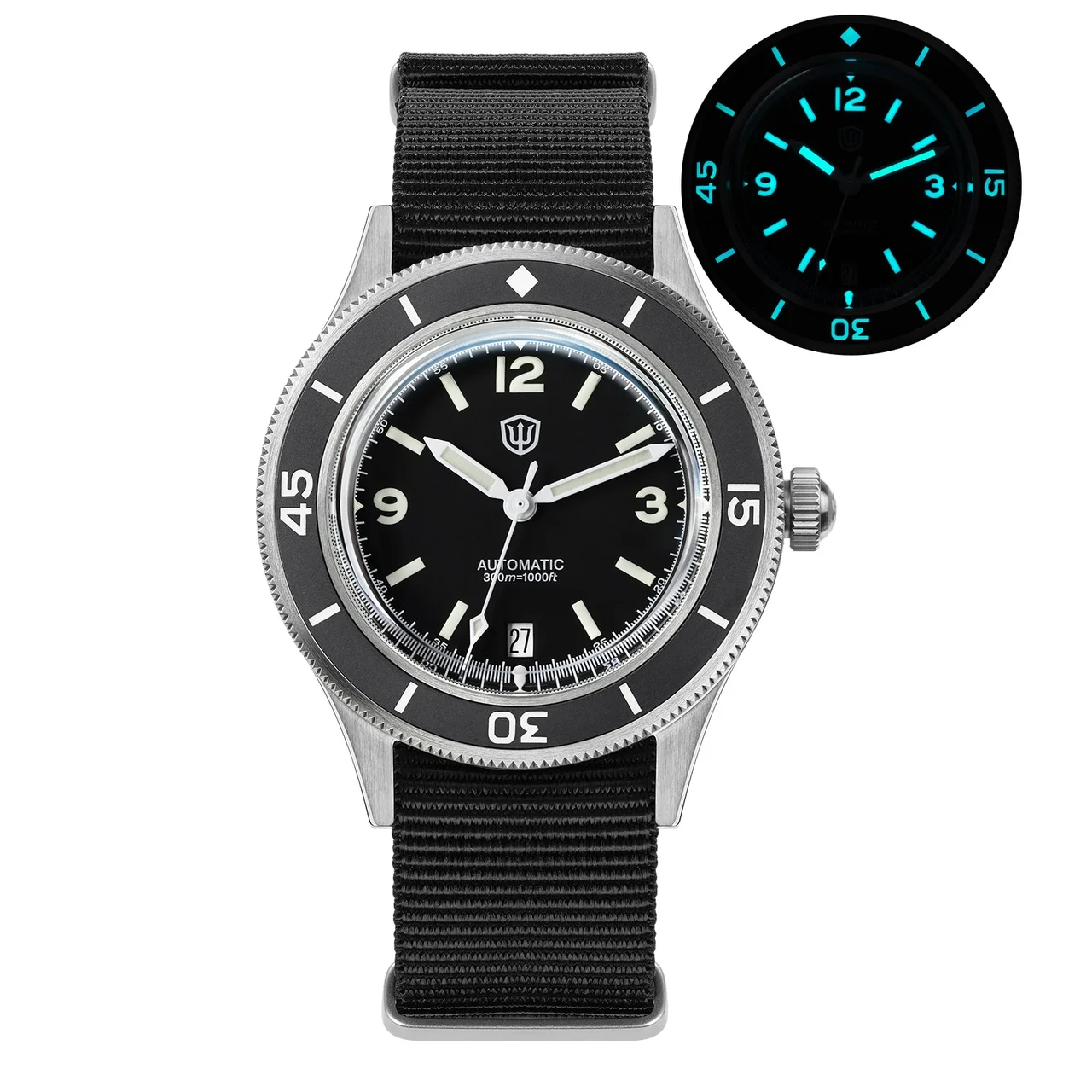 Watchdives Automatic Watch V3 WD50FK-光壳五十寻-SL3001- 复古黄K1-尼龙 40 mm kol saati