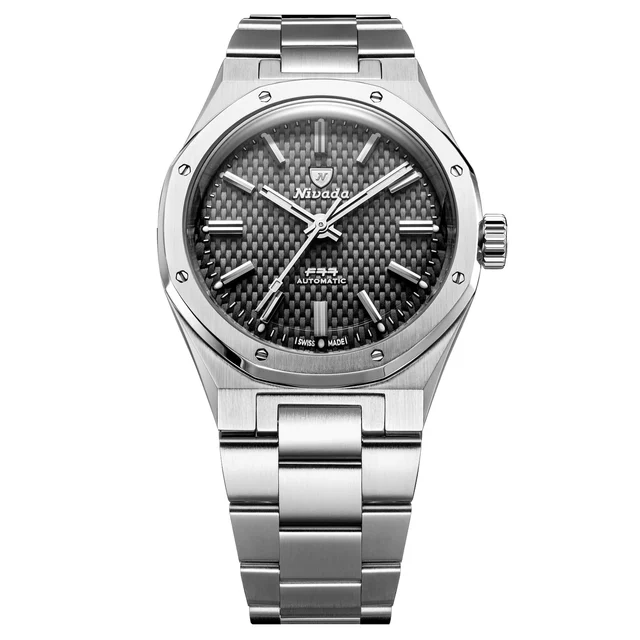 Nivada Grenchen Black MK2 38mm No Date 68043A77 kol saati