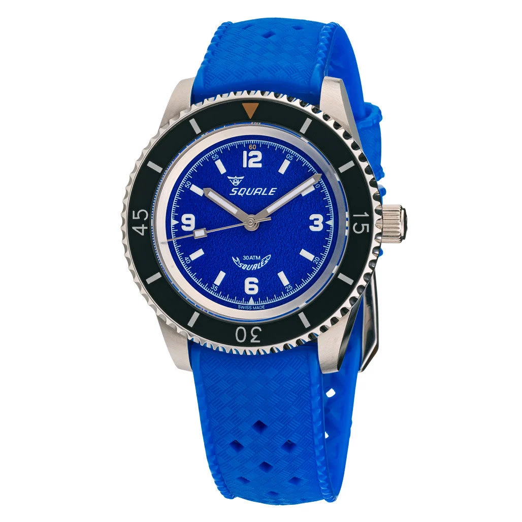 Squale Montauk 300 Meter Swiss Made Automatic Dive Watch with Blue Sand Dial #MTK-12 46 mm kol saati