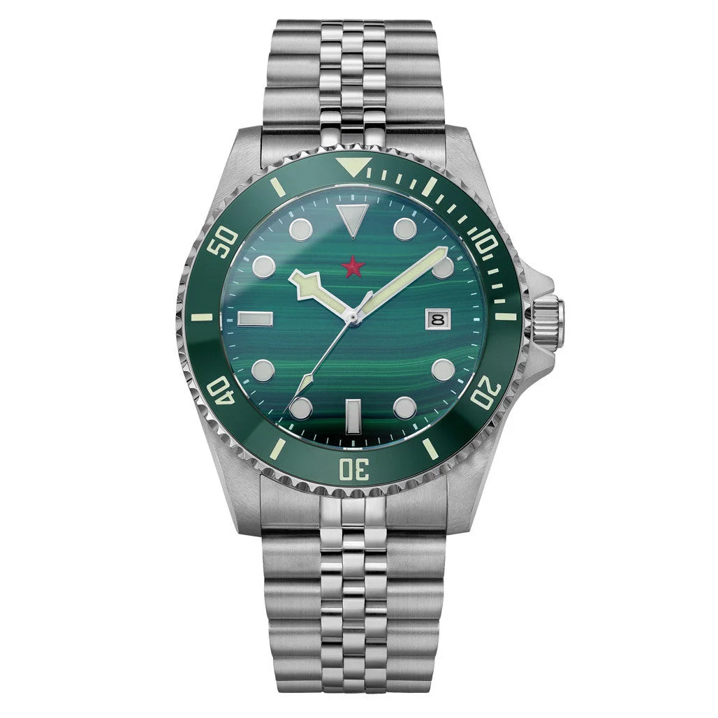 Red Star Automatic Diver with Malachite Dial #8912G-C 42 mm kol saati
