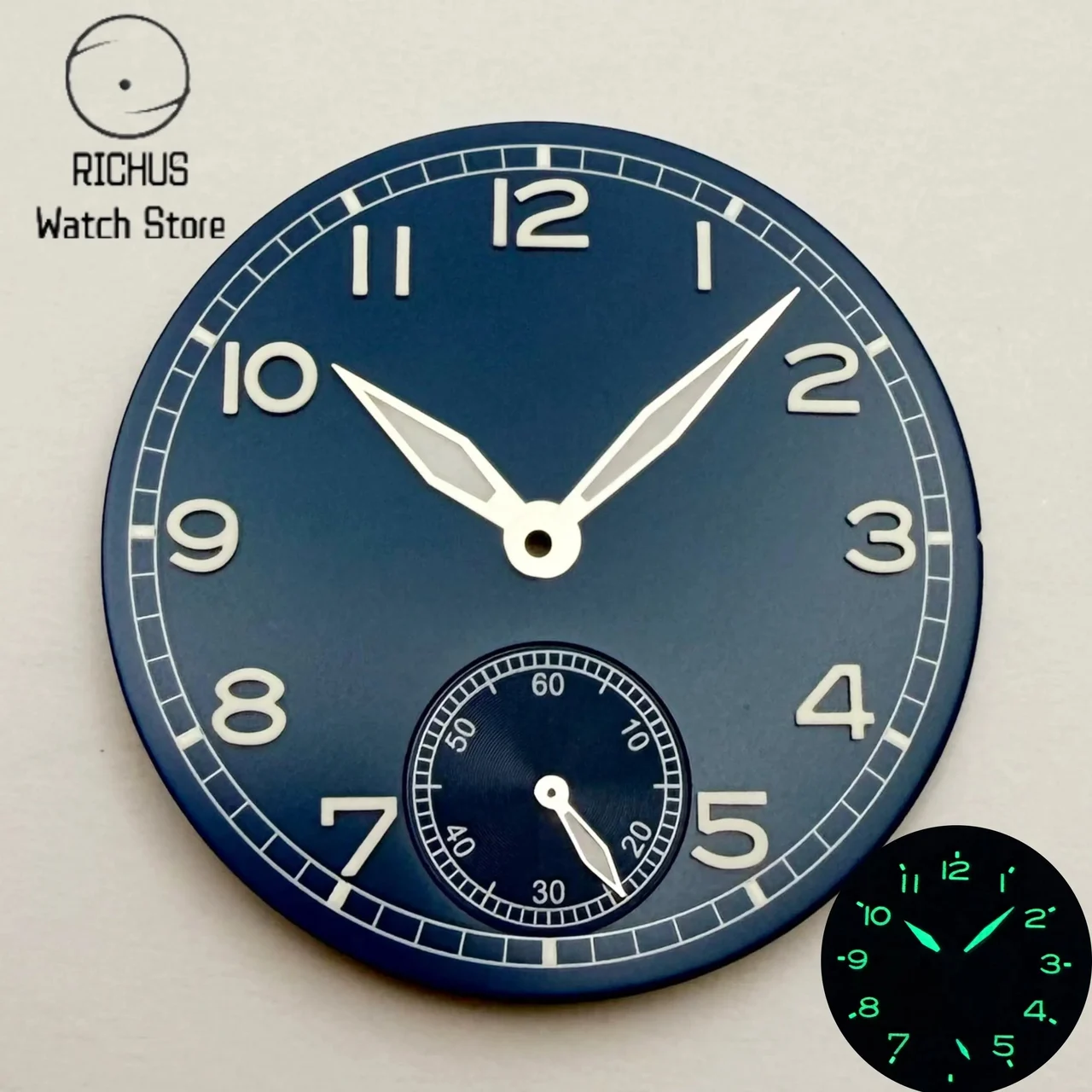 Tandorio Watches Sterile Watch Dial & Hands Set Green Luminous Sub Seconds Dial Fit ETA6498 ST3621 Movement Watch Mod Parts 12000058748842513 37 mm kol saati