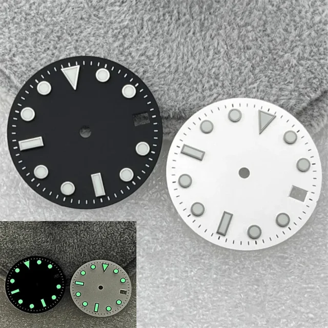 Tandorio Dial Green Luminous Watch Dial SUB Surface with Calendar Window Watch Accessories