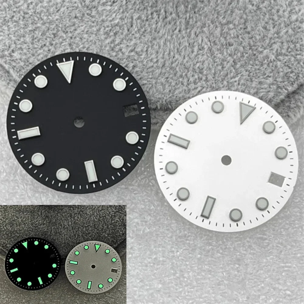 Tandorio Dial Green Luminous Watch Dial SUB Surface with Calendar Window Watch Accessories for NH35/NH36 Movement 14:201447598#black 28.5 mm kol saati