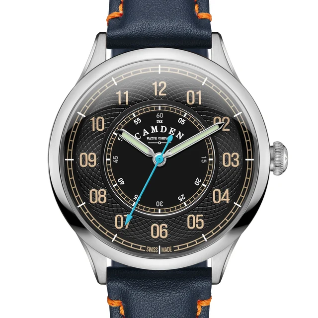 The Camden Watch Company Type II Swiss Made Quartz Steel and Black on Blue Ita No.274 Type