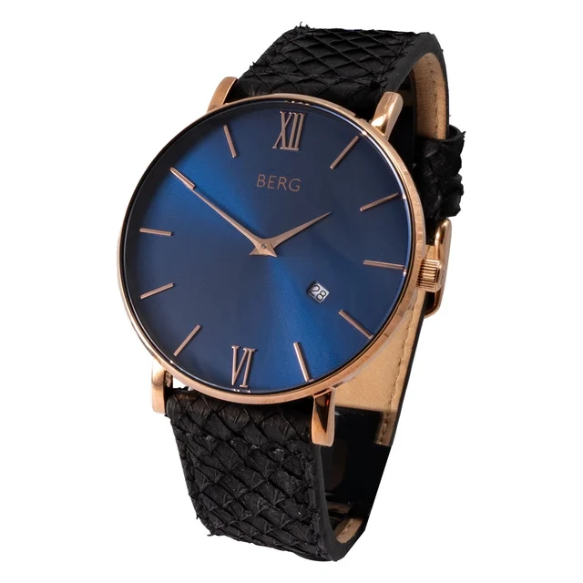bergwatches Black RG Strap 36mm-RG-Blue w Black RG Strap kol saati