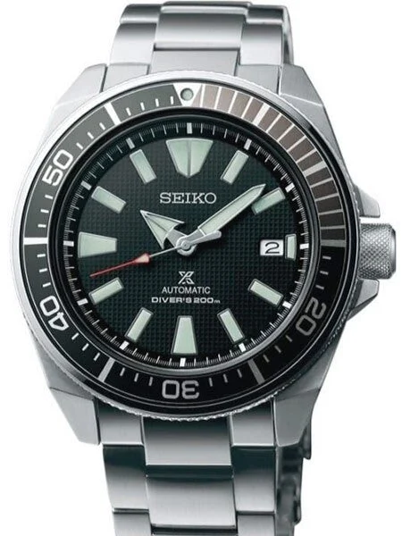 Seiko Scratch and Dent - Samurai Prospex Automatic Dive Watch with Black Dial and Stainles