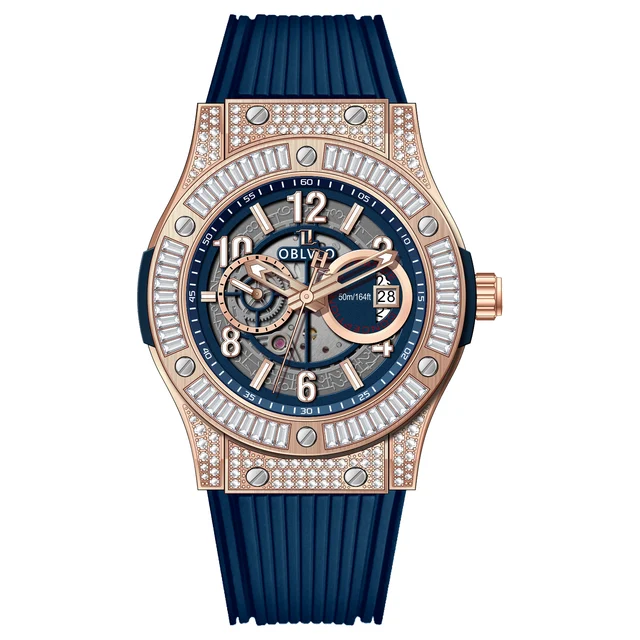 OBLVLO With Rubber Automatic,Blue Dial HM-GT-D HM Series,44mm,Steel With Rubber Automatic,