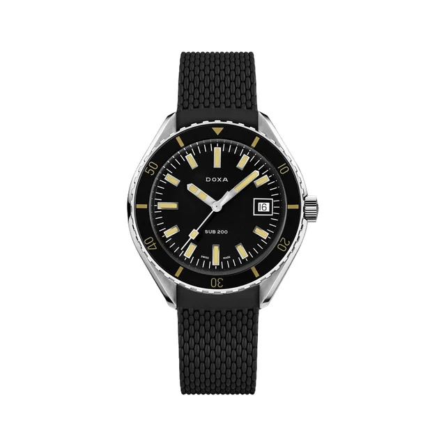 Doxa SUB 200 Sharkhunter Sapphire Inlay Bezel 42mm - Black on Rubber Strap 799.10.101.20 k