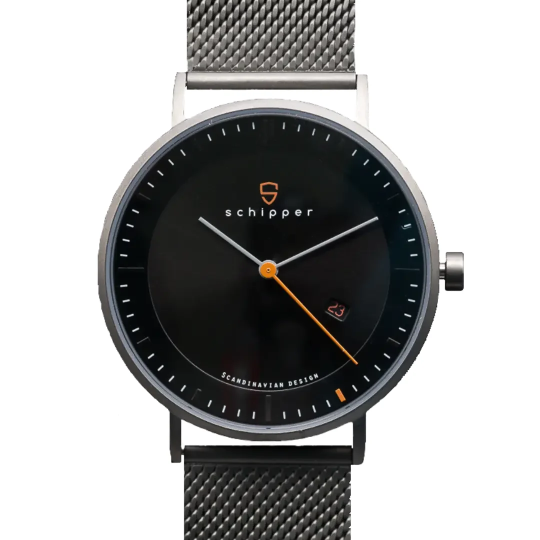 Schipperwatch Schipper NEW AESTHETIC 40 | Sunburst Black | Orange Sekundvi 40 mm kol saati