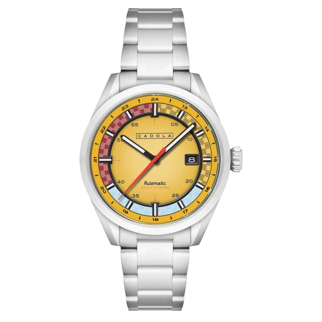 Cadola Paddock Automatic Watch with Lemon Yellow Dial #CD-1037-33 kol saati