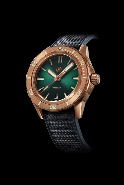 Zelos Swordfish 40mm Bronze Emerald Green kol saati