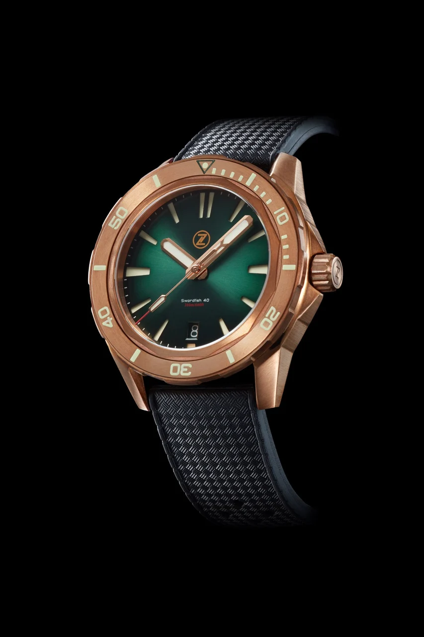Zelos Swordfish 40mm Bronze Emerald Green 40 mm kol saati