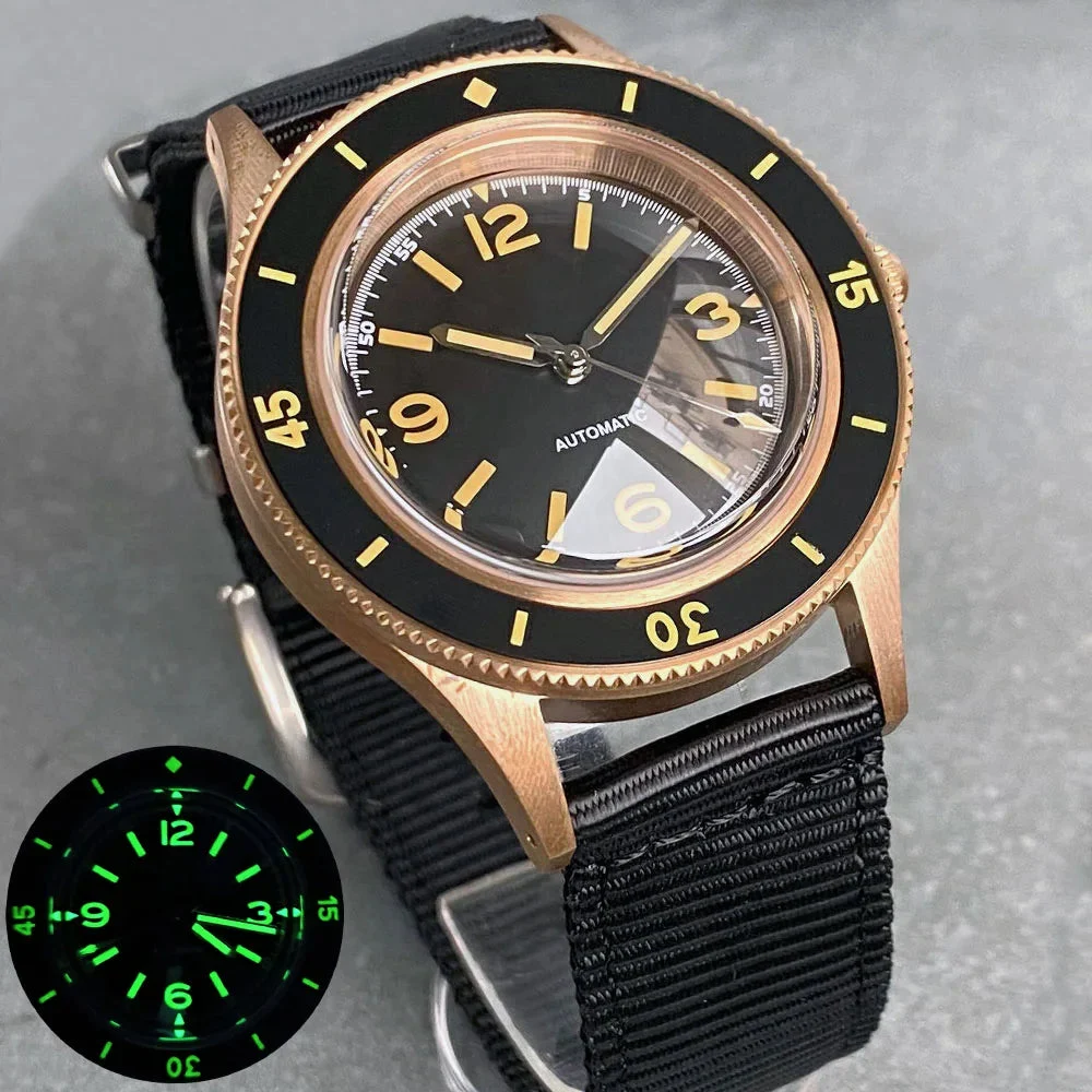 Tandorio fifty fathoms CUSN8 Bronze Diver TD234 40mm NH35 PT5000 Domed Sapphire 20ATM t3 40 mm kol saati