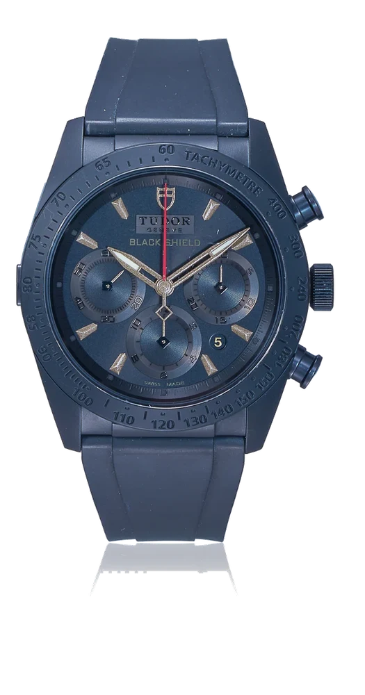 Tudor Ref. M42000CN-0005, self-winding, chronograph, minute and hour recorders, date; “Fastrider Black Shield Chronograph”; ceramic kol saati