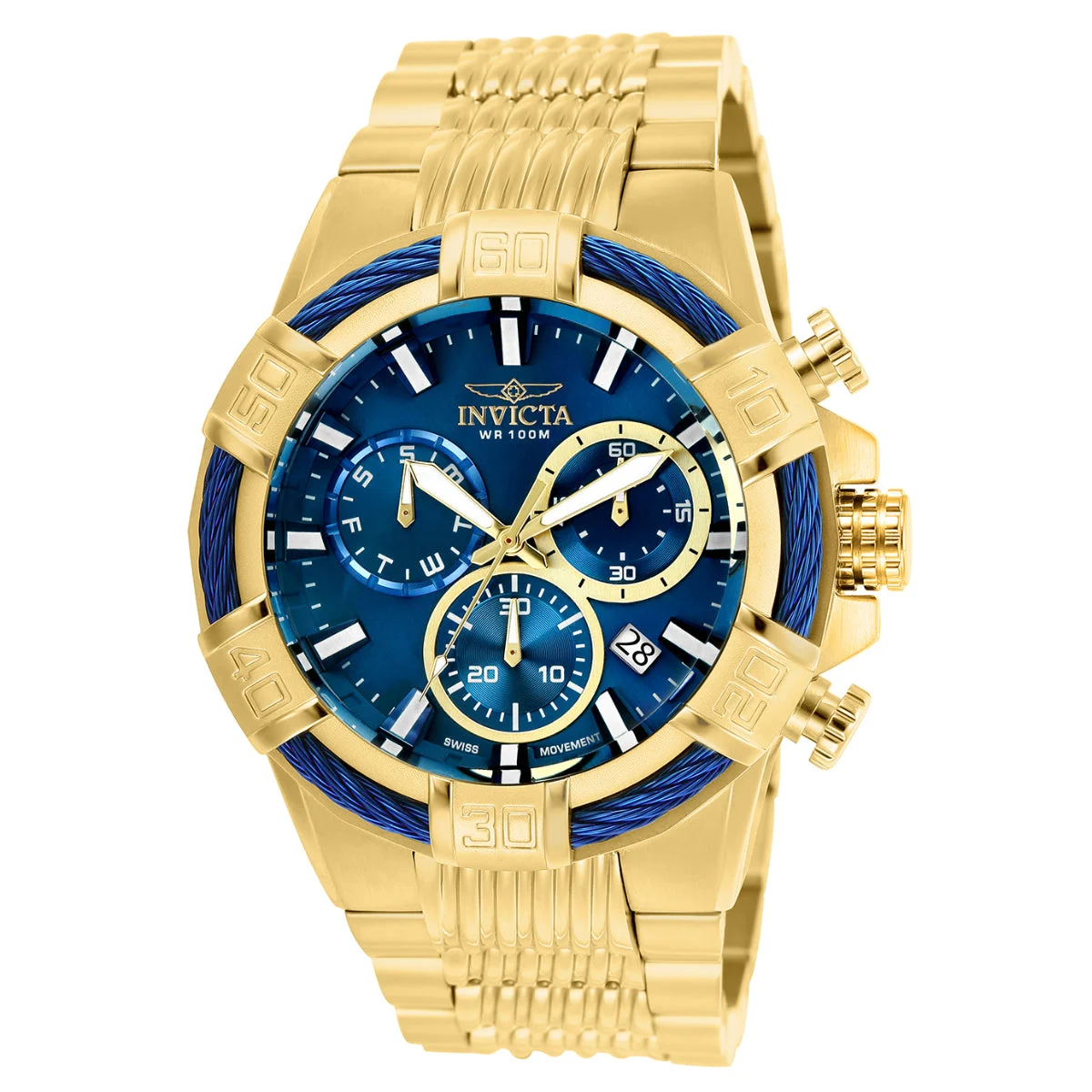 Invicta Bolt Vextrum Swiss Ronda Z60 Caliber Watch - 51mm, Gold (ZG-25866) 51 mm kol saati