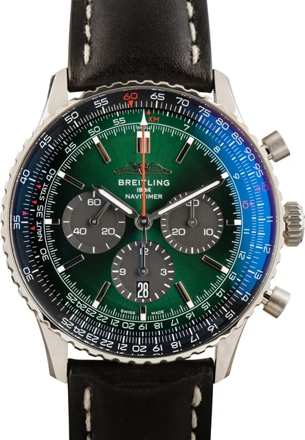 Breitling Green Dial Navitimer B01 Chronograph 46 AB0137241L1A1 kol saati