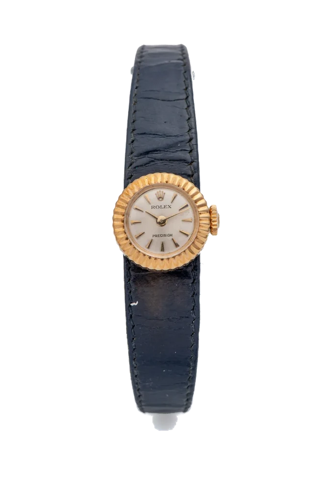 Rolex Ref. 8788, ’s , gold and vari-coloured leather bracelets; “Precision” “Chameleon”; 18K yellow gold kol saati