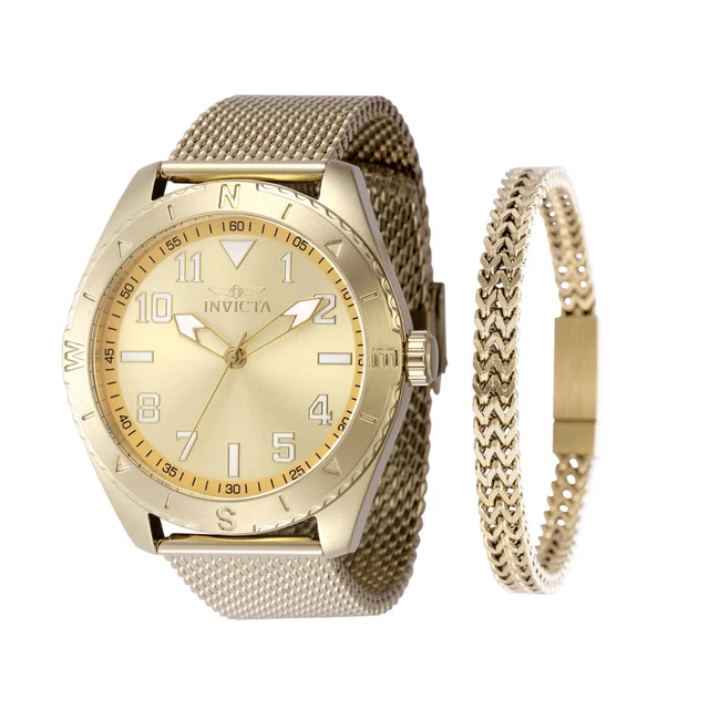 Invicta Specialty Watch - 45mm, Gold With Bracelet Set (48290) kol saati