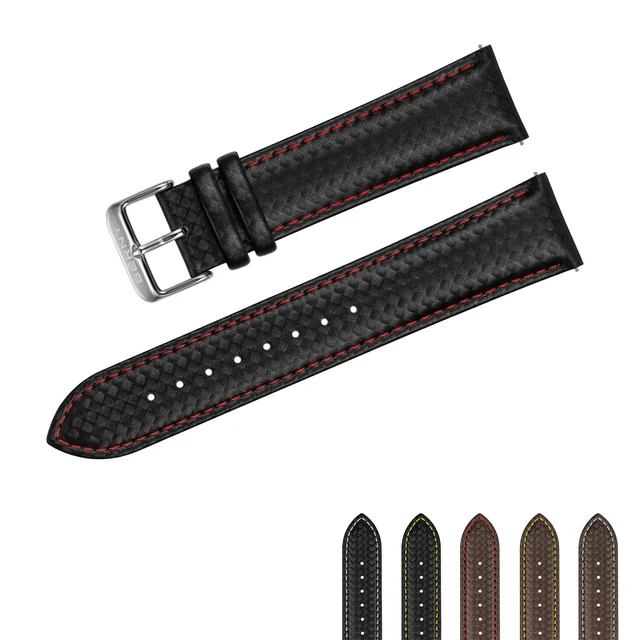 BERNY Carbon Fiber Leather Quick Release Watch Strap LS20-BKCFRD-CSS kol saati