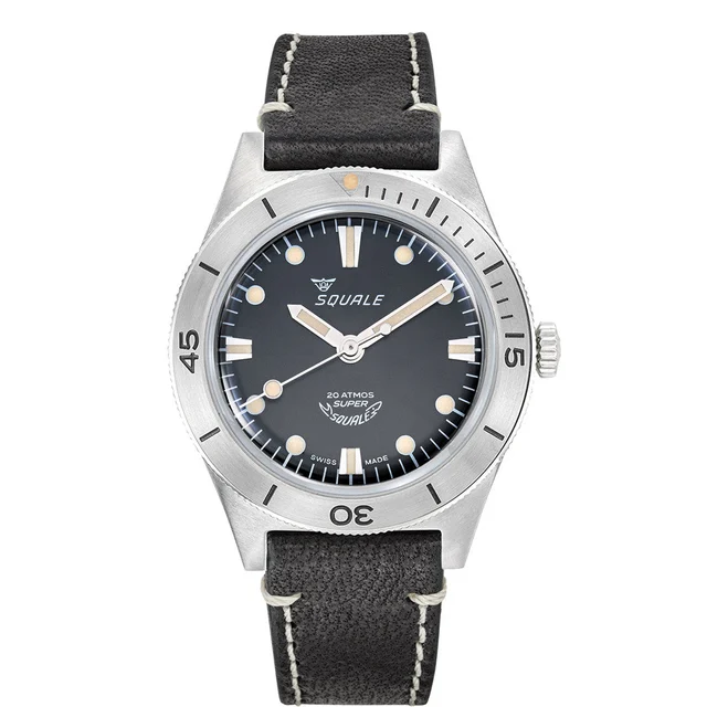 Squale "Super- " Swiss Automatic Skin Diver with Radiant Black Dial #SUPERSSBK.PN kol saat