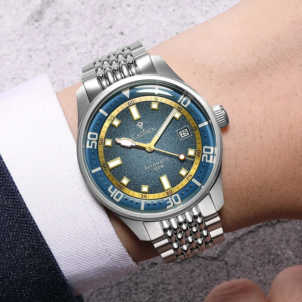 Tandorio CADISEN Fifty Fathoms C8244 Miyota 8215 Automatic 40mm 10bar diver sapphire luminous 14:173 40 mm kol saati