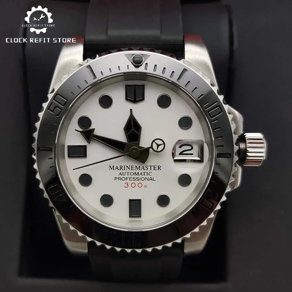 Tandorio Watches Custom Watch Yacht-Master 40mm NH35 Diver Watch Sapphire glass back CW1102 matte bezel 14:100013777#1 40 mm kol saati