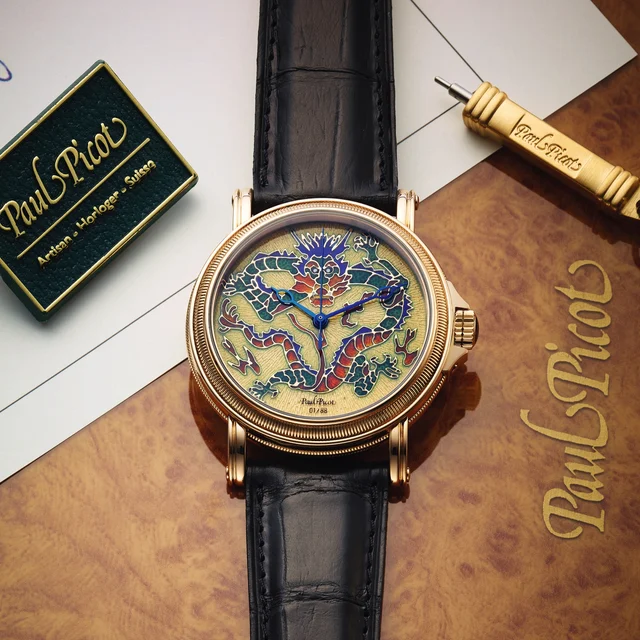 Paul Picot "The Dragon" Gold & Champleve P3351 kol saati