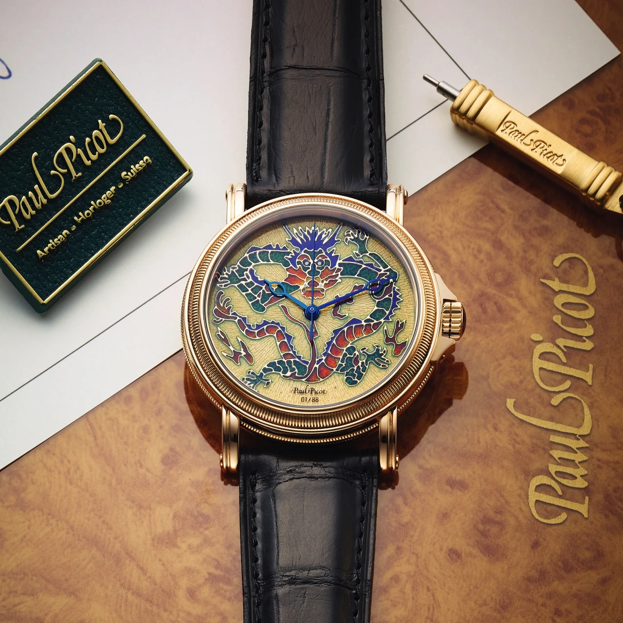 Paul Picot "The Dragon" Gold & Champleve Paul Picot The Dragon Gold Champleve P3351 kol saati