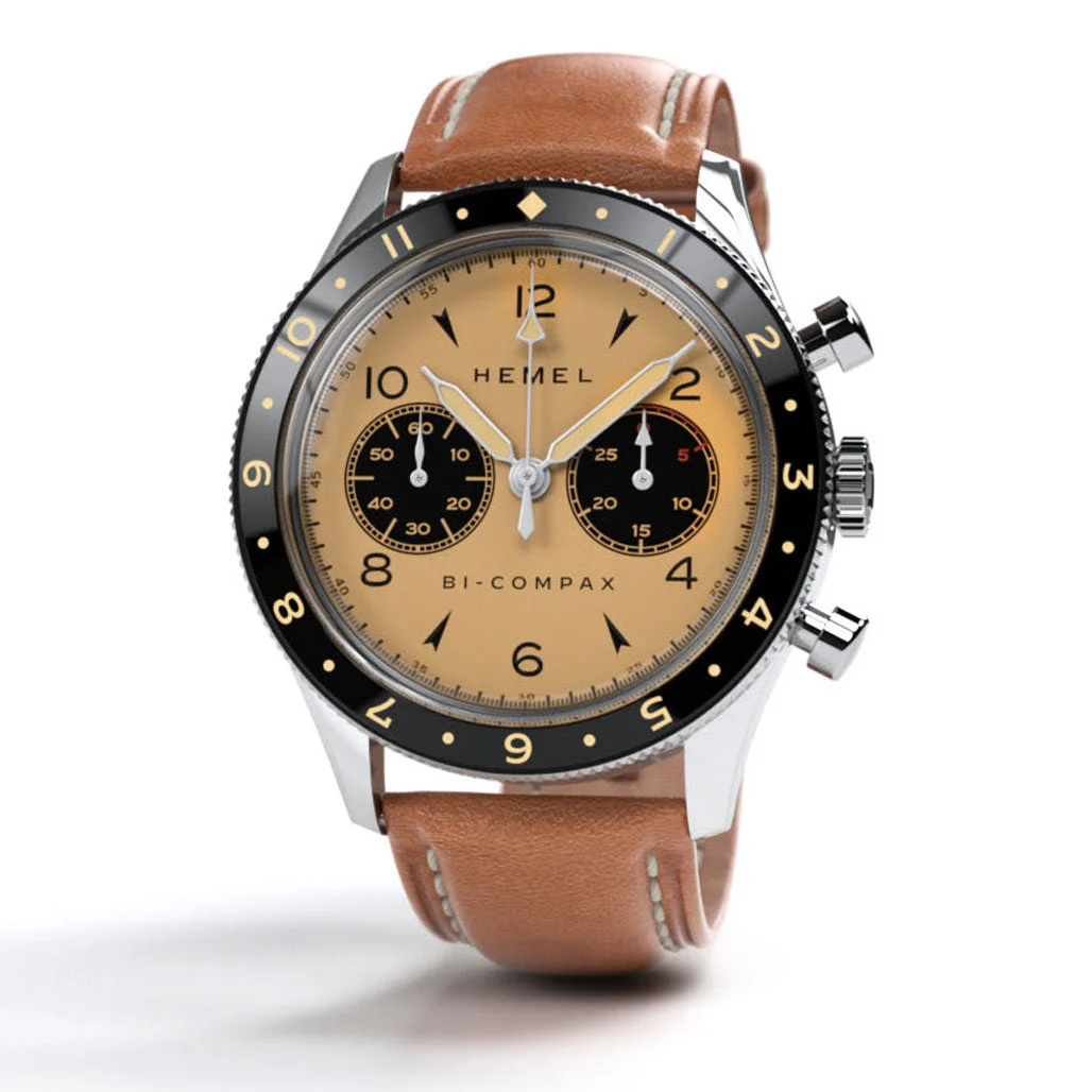 Hemel Air Wing Mechanical Chronograph with Dual-Time Bezel and DD Sapphire Crystal #HF19IV 40 mm kol saati