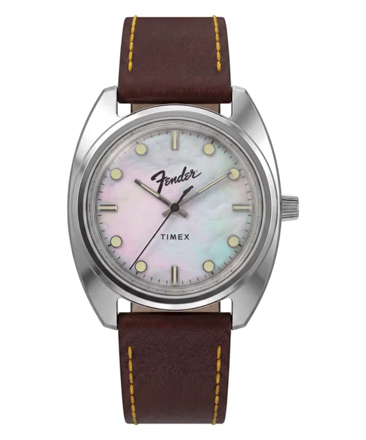 Timex Fender x 37mm Leather Strap Watch TW6A14700JR kol saati