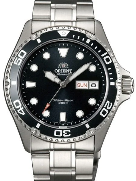 Orient Scratch and Dent - Ray II Black Dial Automatic Dive Watch with SS Bracelet #AA02004