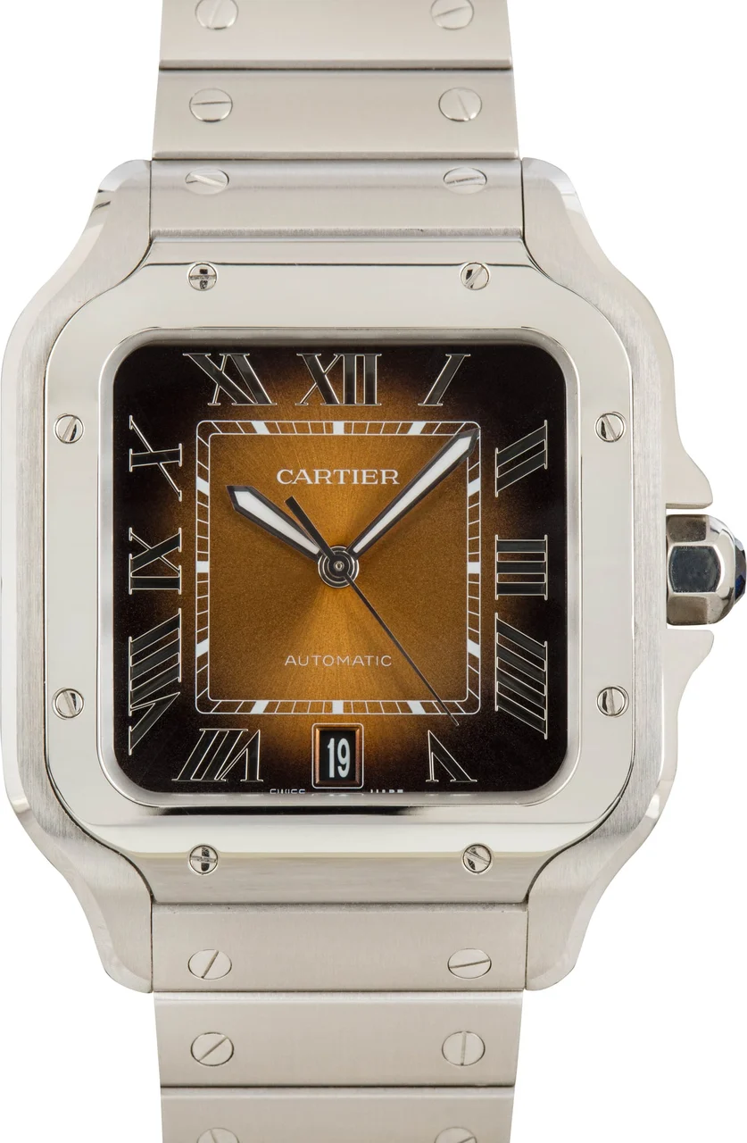 Cartier Santos de Brown Roman Dial Large Model WSSA0064 39.8 mm kol saati