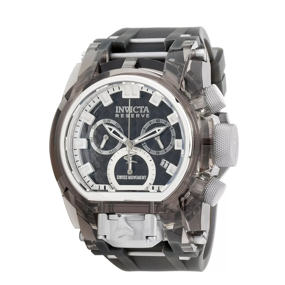 Invicta LIMITED EDITION - Anatomic Bolt Zeus Magnum Swiss Ronda Z60 Caliber Watch - 52mm, Steel, Black, with Interchangeable Strap (33148-N1) R0004 52 mm kol saati