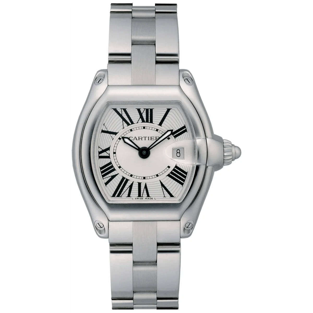 Cartier Roadster W62016V3 Silver Dial Stainless Steel Bracel 36 mm kol saati