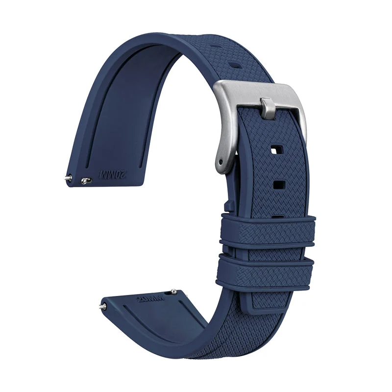 Watchdives Herringbone Textured FKM Rubber Watchband WDS008 WDS008-荔枝纹快拆表带- 黑色 - 20mm -25(库存) kol saati
