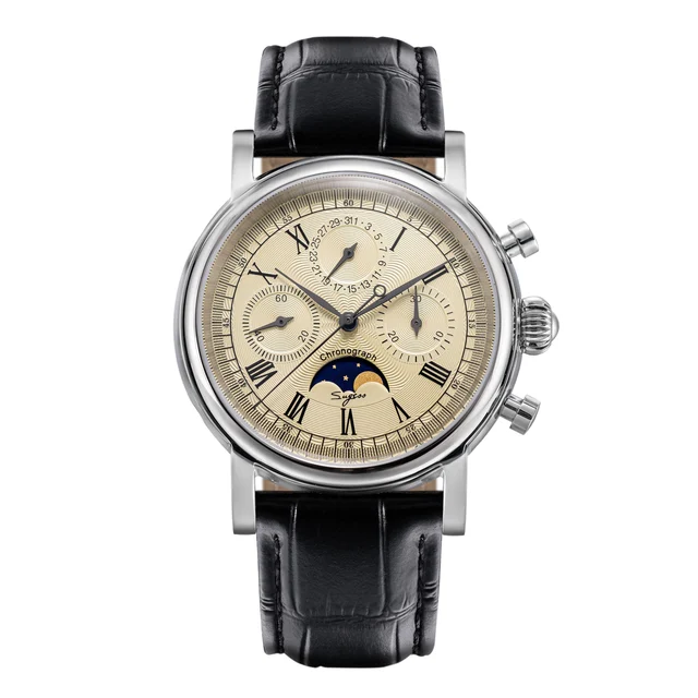 Sugess MoonPhase Master S394 (SUM199B/X) Stainless-Steel Case Cream kol saati
