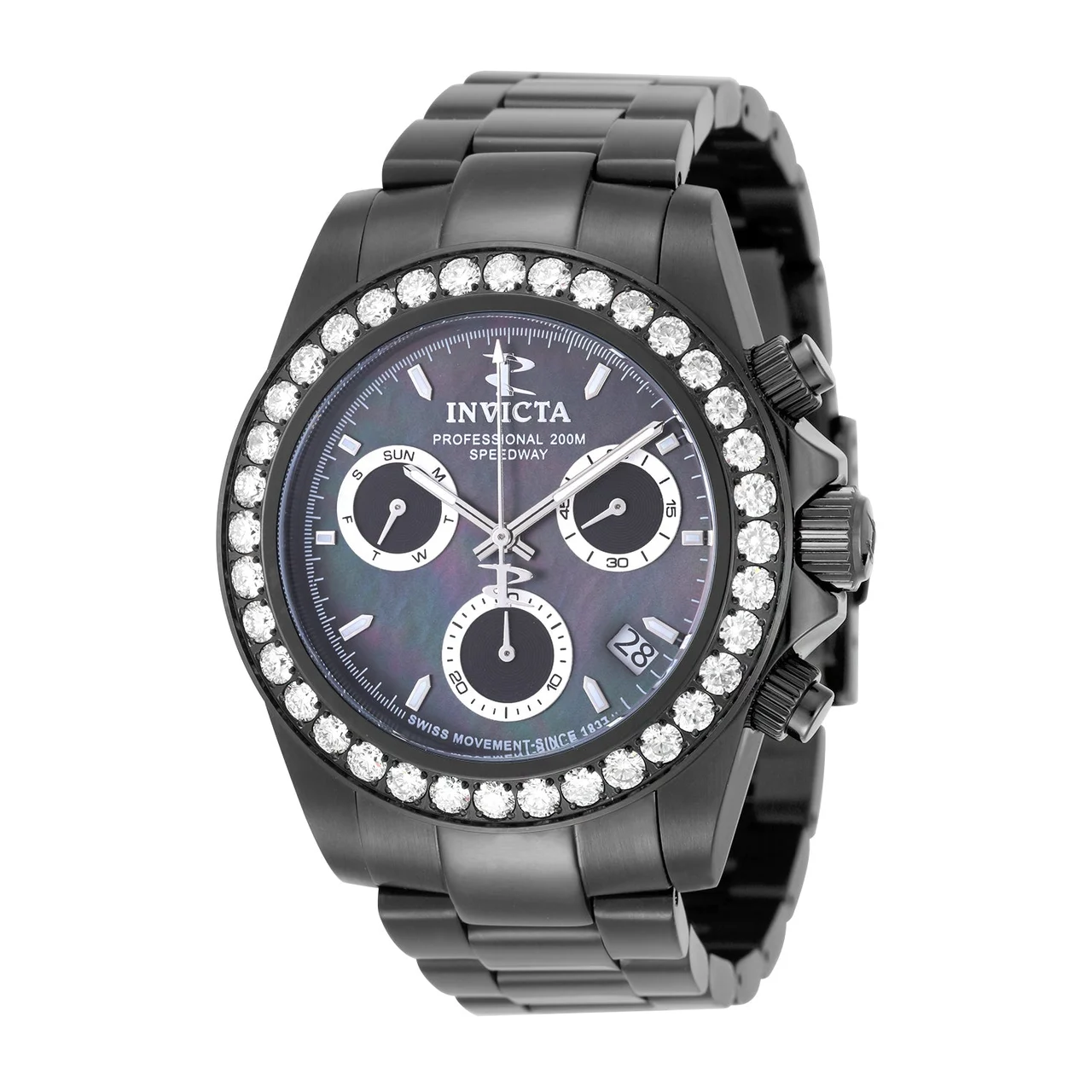 Invicta Elite Speedway Ascent Prestige 4.0 CT LG Diamond Edition Swiss Ronda Z60 Caliber Watch w/ Mother of Pearl Dial - 42mm, Black (51105) 42 mm kol saati