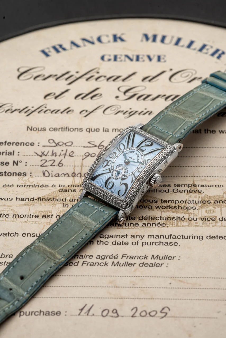 Franck Muller FRANCK MULLER, REF. 900 S6 D, LONG ISLAND, DIAMOND BEZEL, WHITE GOLD* kol saati