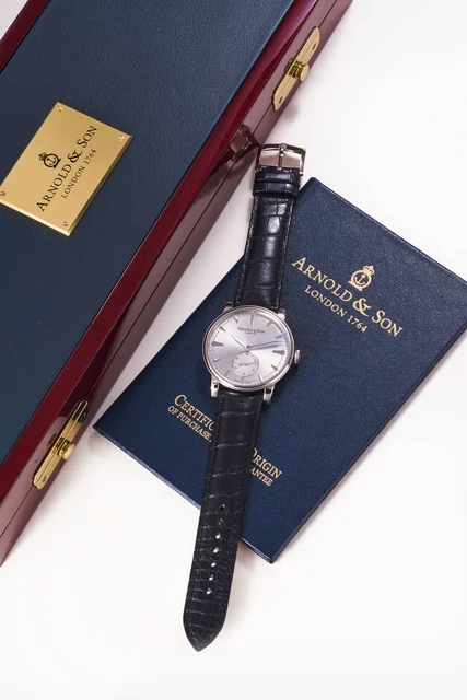Arnold & Son Ref. 1LCAW.S03A.C111W, silver dial; “HMS1”; limited edition of 100 pieces; 18
