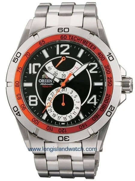 Orient Planet Orange 21-Jewel Automatic Power Reserve on a Bracelet #CFM00002B kol saati