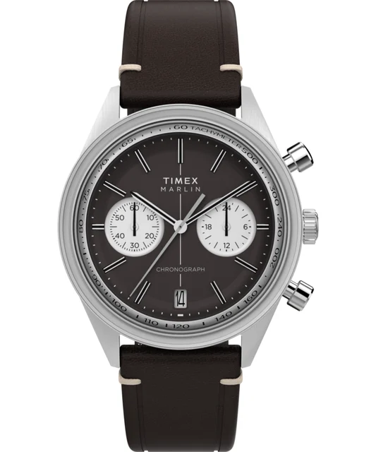 Timex Marlin® Jet Quartz Chronograph 40mm Leather Strap Watch TW2Y24700VQ kol saati