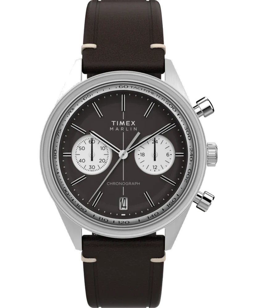 Timex Marlin® Jet Quartz Chronograph 40mm Leather Strap Watch TW2Y24700 40 mm kol saati