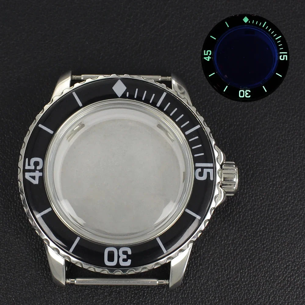 Tandorio Fifty Fathom Watch Case 316L Stainless Steel Waterproof For NH35 NH36 NH38 Movement Mineral 12000052521028026 45 mm kol saati